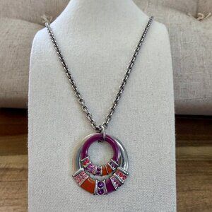Dyrberg/Kern Pink Jaro Swarovski crystal and enamel necklace